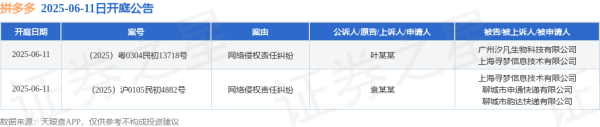配资炒股入门知识 拼多多作为被告/被上诉人的2起涉及网络侵权责任纠纷的诉讼将于2025年6月11日开庭